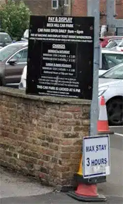 beck hill car park sign