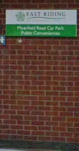moorfield road public toilets sign
